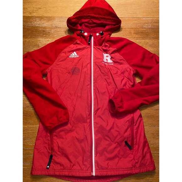 Adidas Red All-Girl Cheer Windbreaker Jacket With Hood & Zipper Size S - Picture 1 of 8